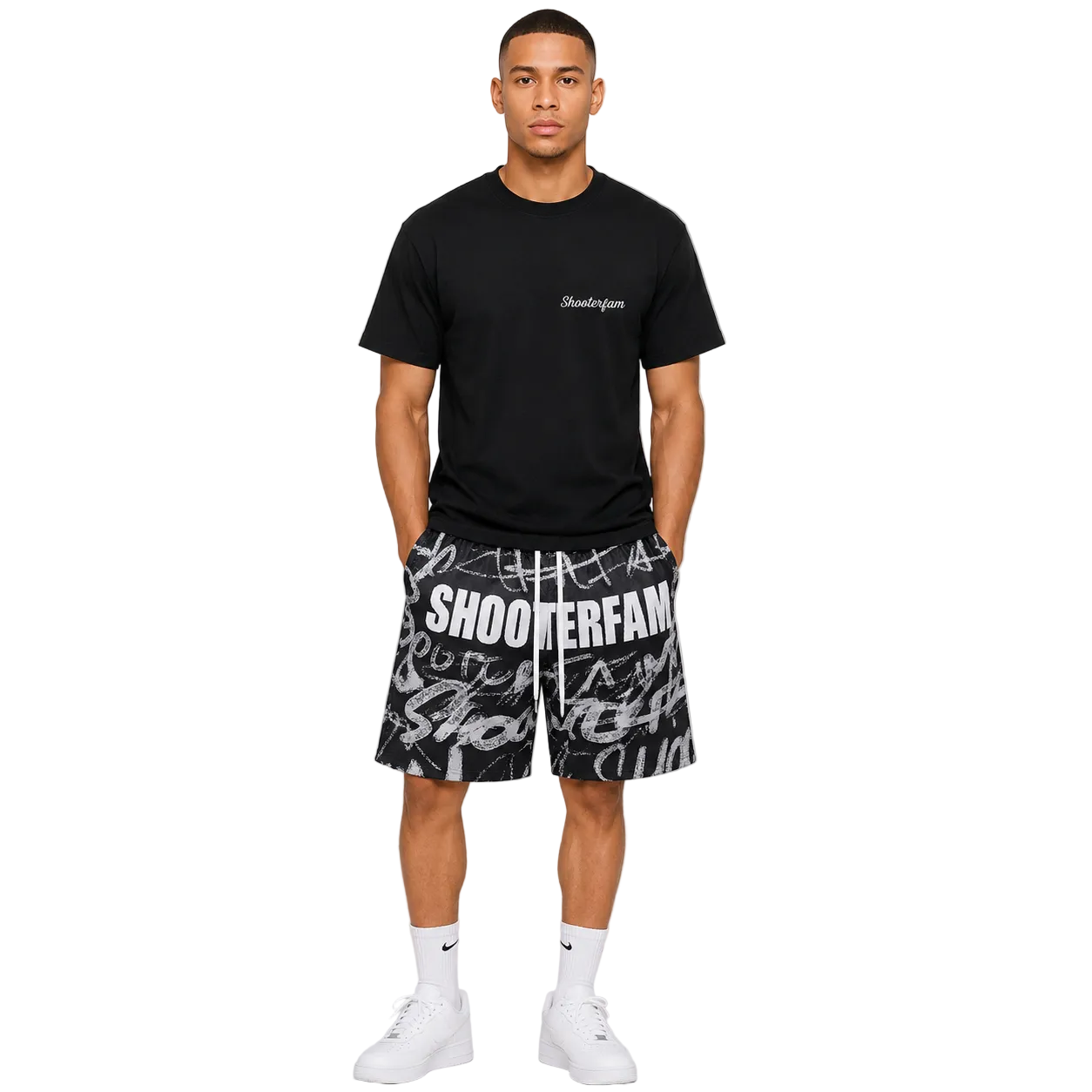 BLACK 'GRAFITTI' SHORTS