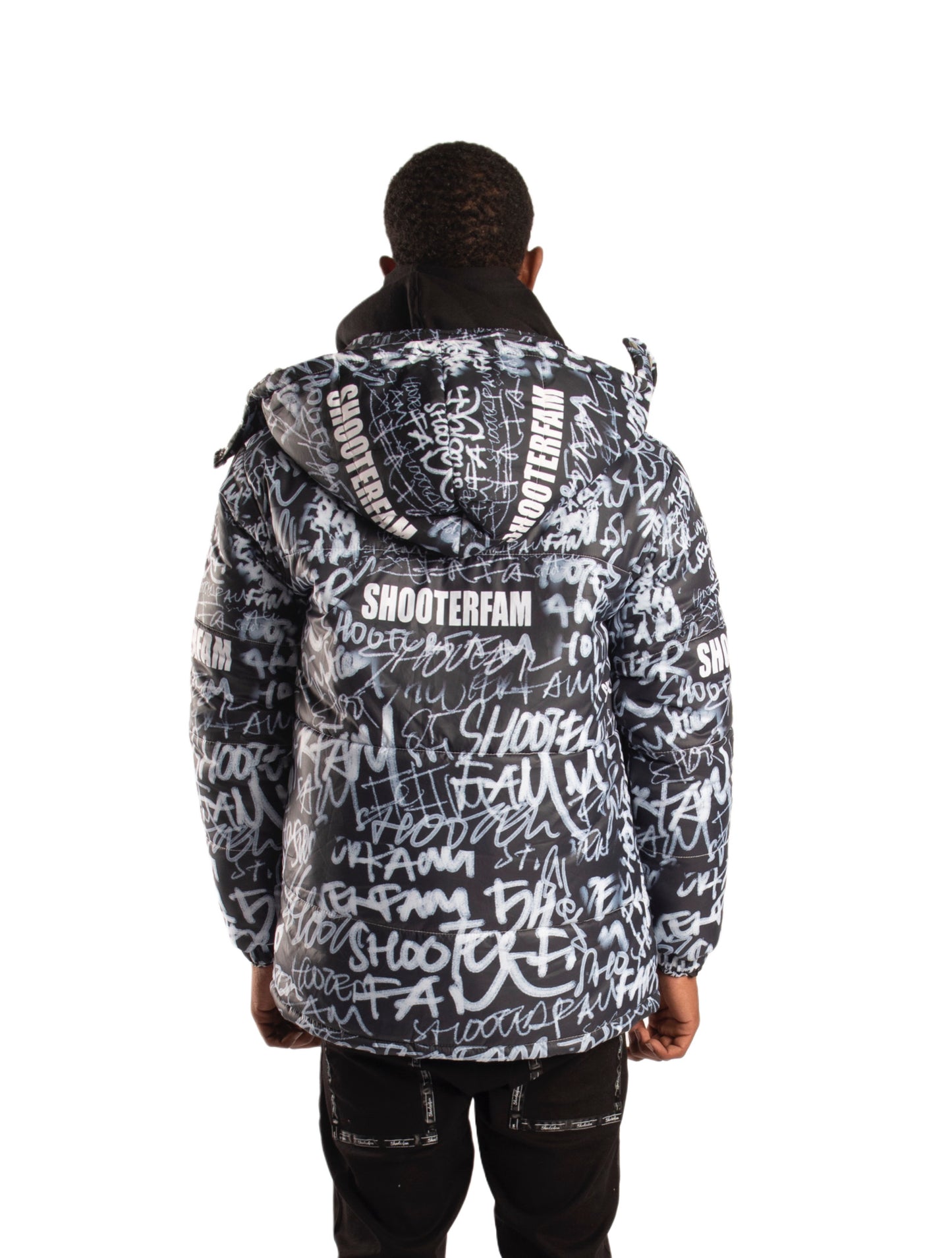SF1 Graffiti Puffer Jacket (Black)