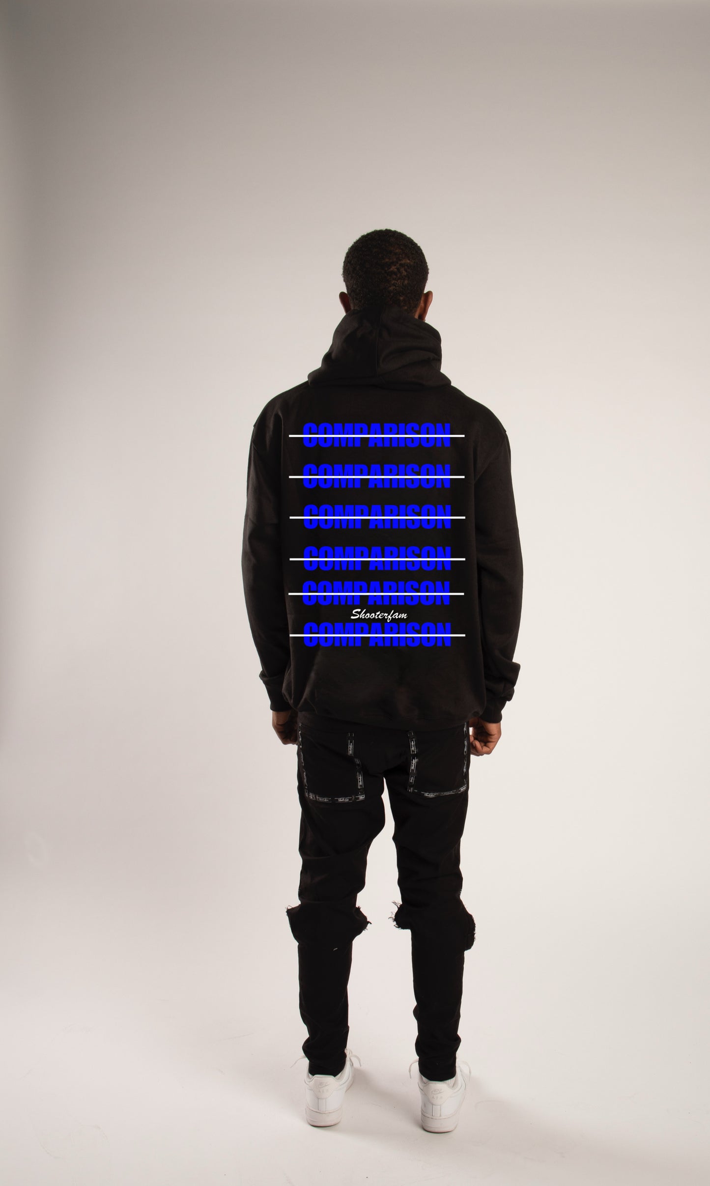 No Comparison Hoodie (Black/White/Blue)