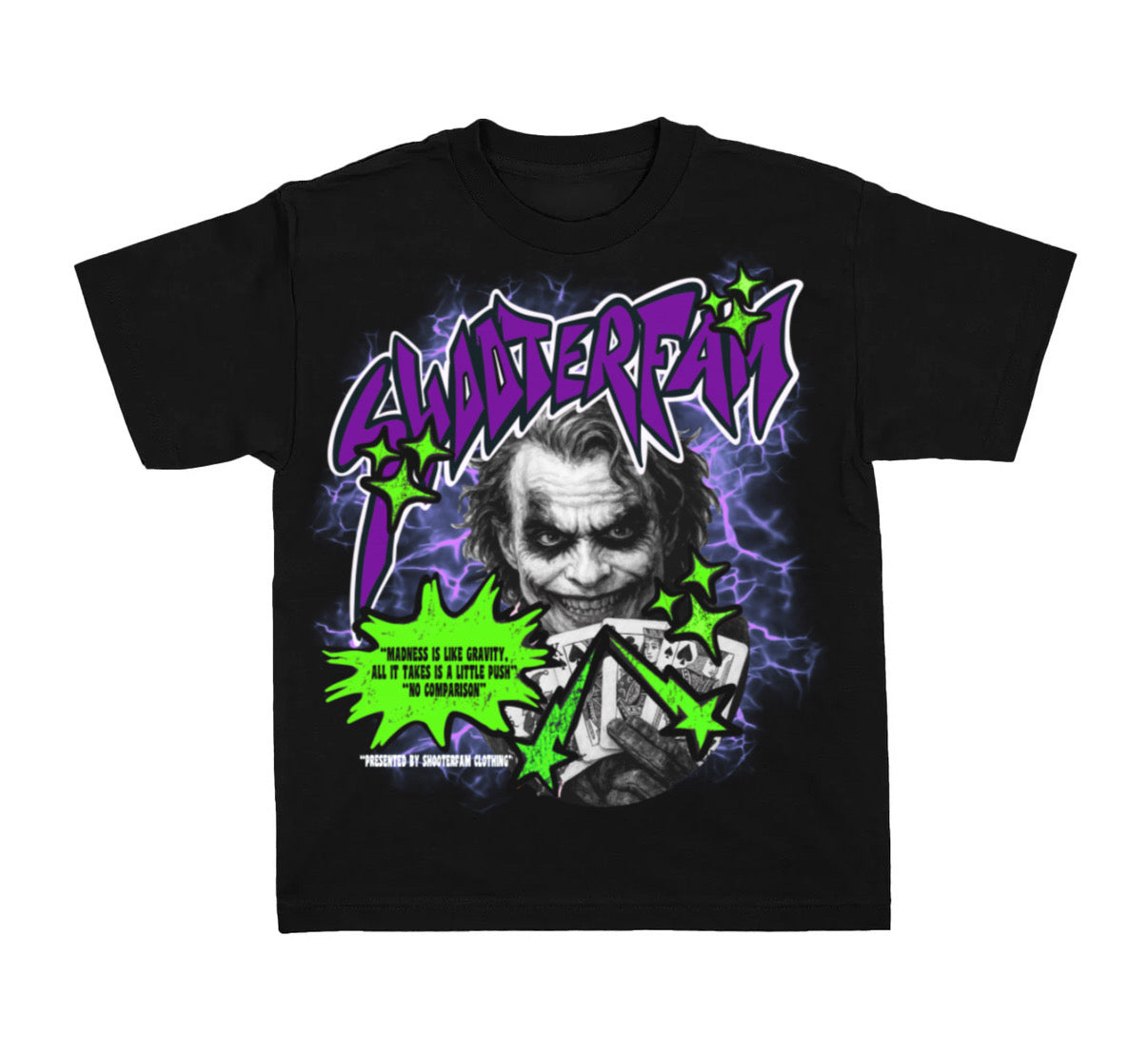 BLACK 'NO COMPARISON' "JOKER" T-SHIRT (BLACK/GREEN)
