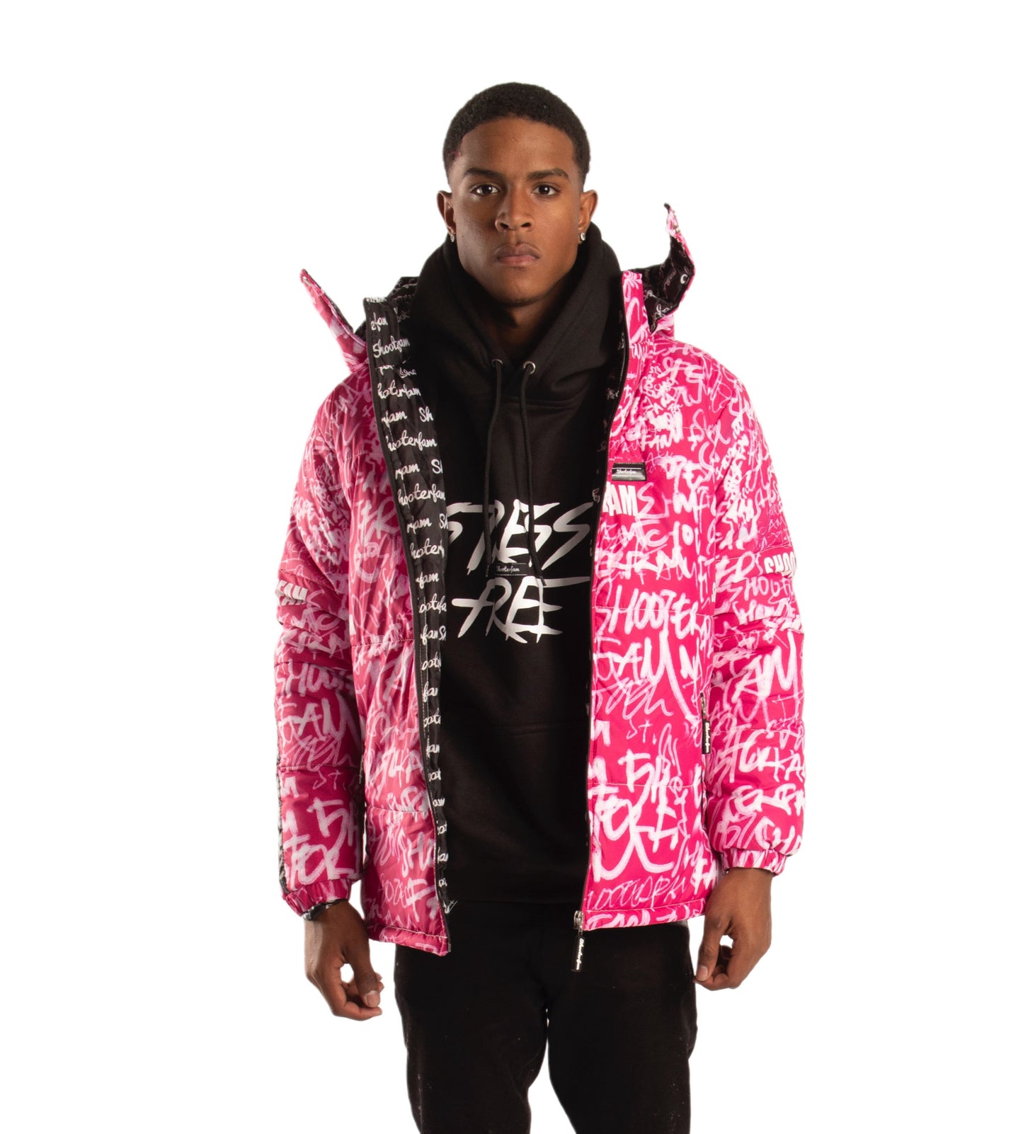 SF1 Graffiti Puffer Jacket (Pink)