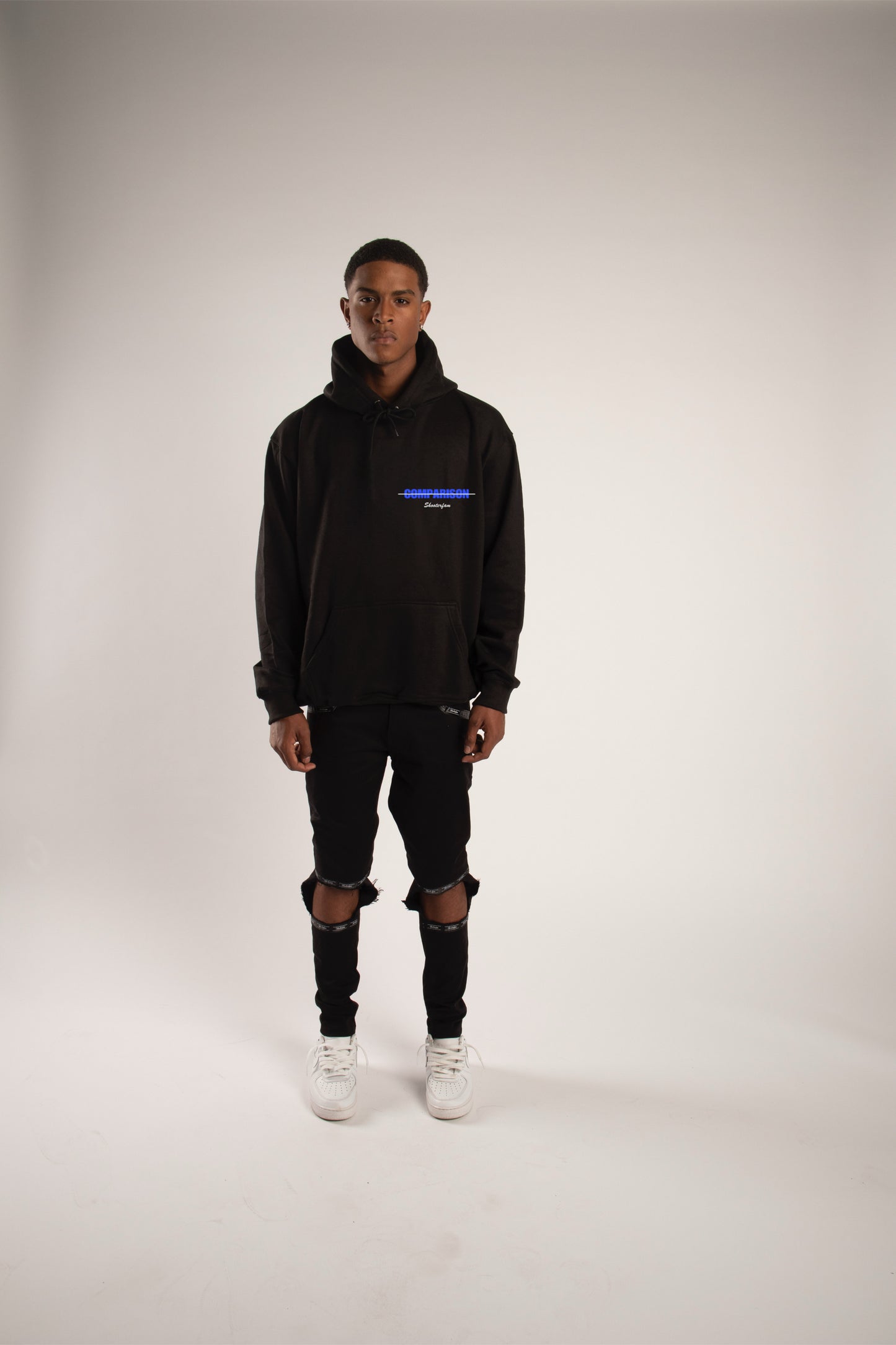 No Comparison Hoodie (Black/White/Blue)