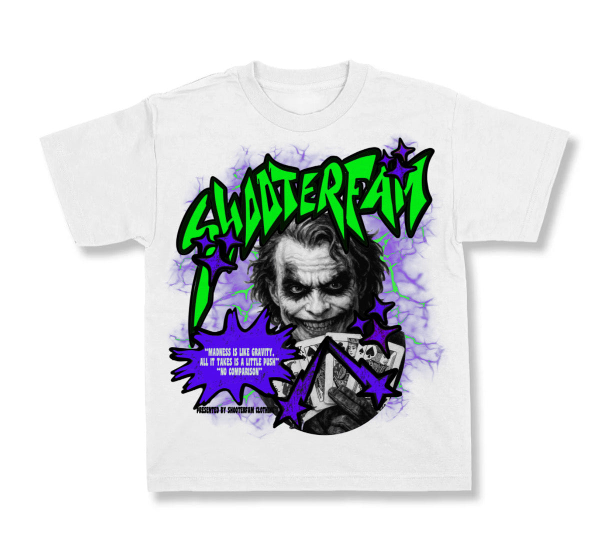 WHITE 'NO COMPARISON' "JOKER" T-SHIRT (WHITE/GREEN)