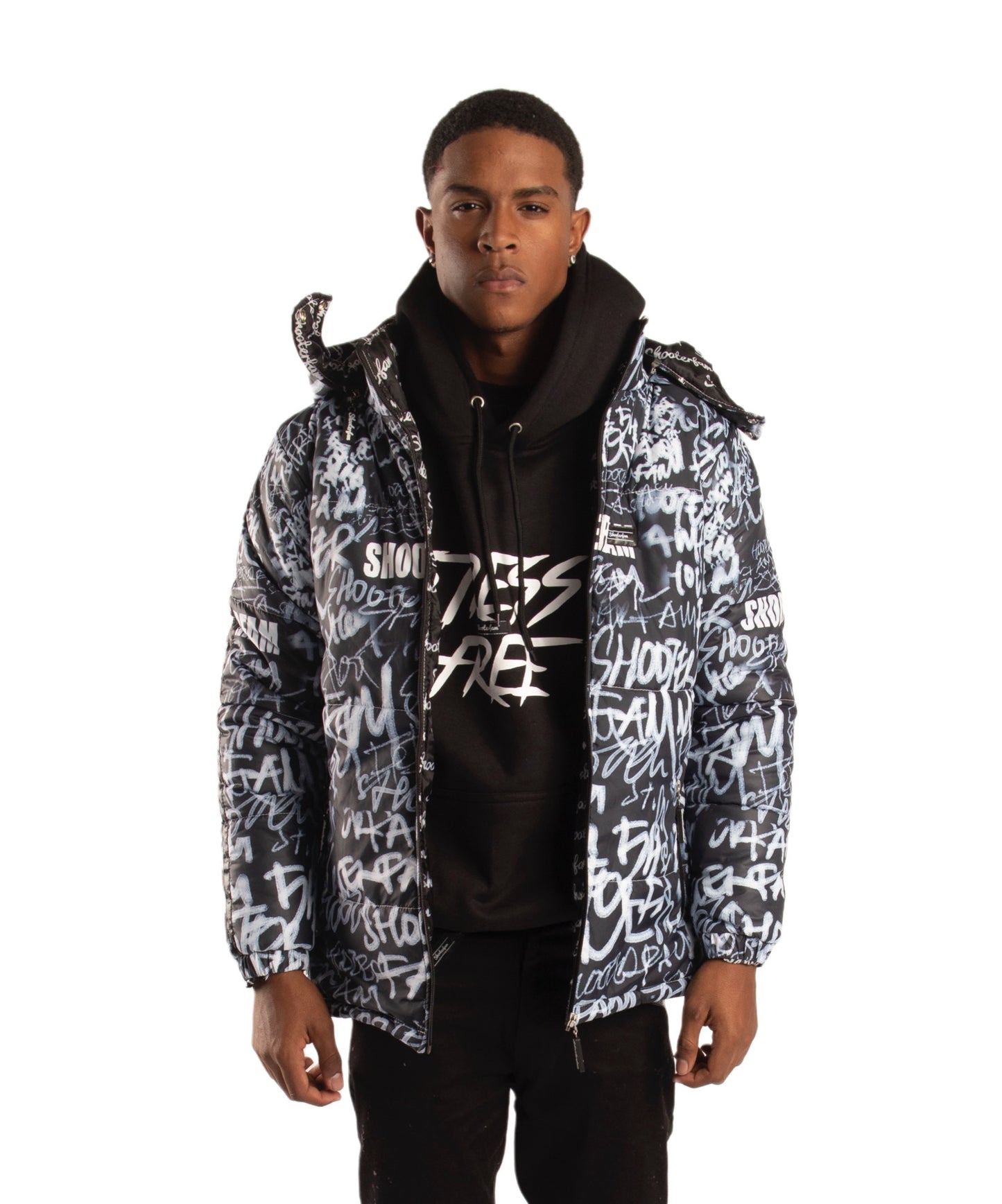 SF1 Graffiti Puffer Jacket (Black)
