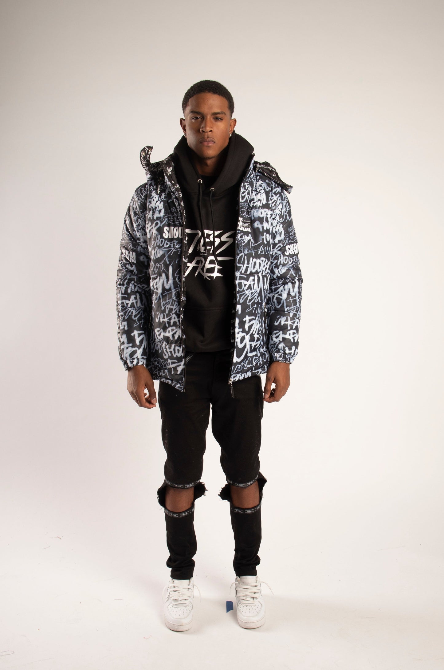 SF1 Graffiti Puffer Jacket (Black)