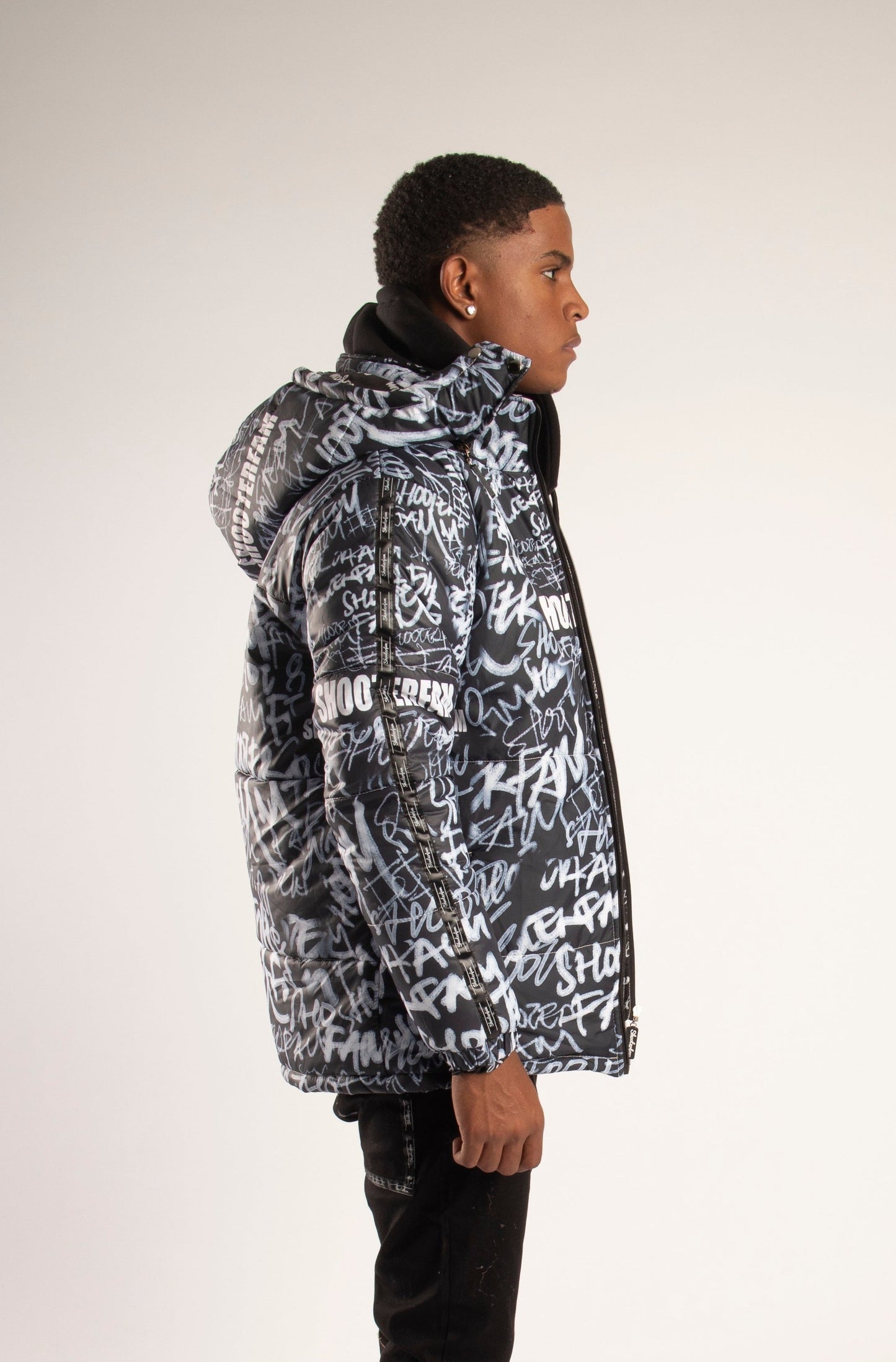 SF1 Graffiti Puffer Jacket (Black)