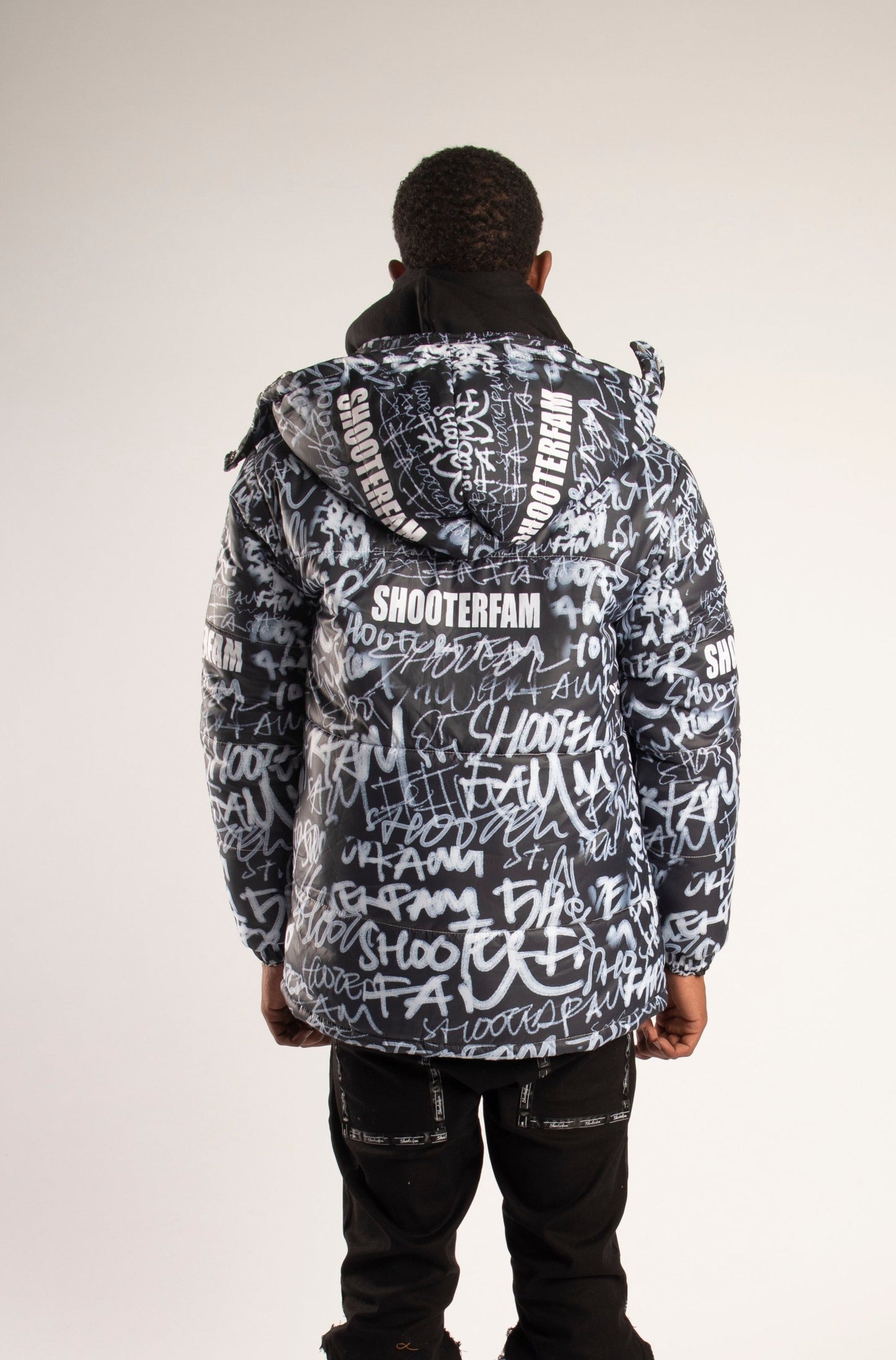 SF1 Graffiti Puffer Jacket (Black)