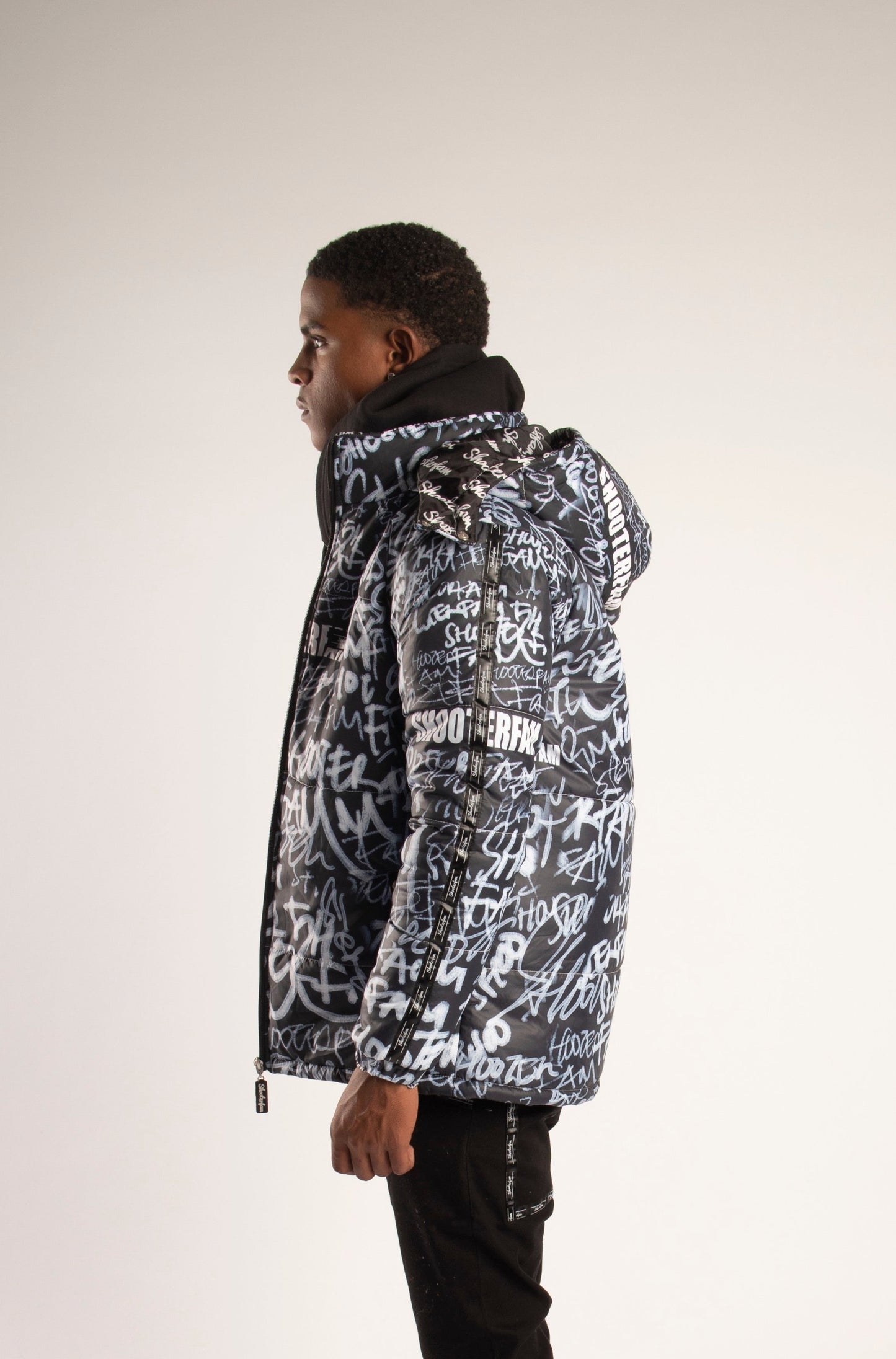 SF1 Graffiti Puffer Jacket (Black)