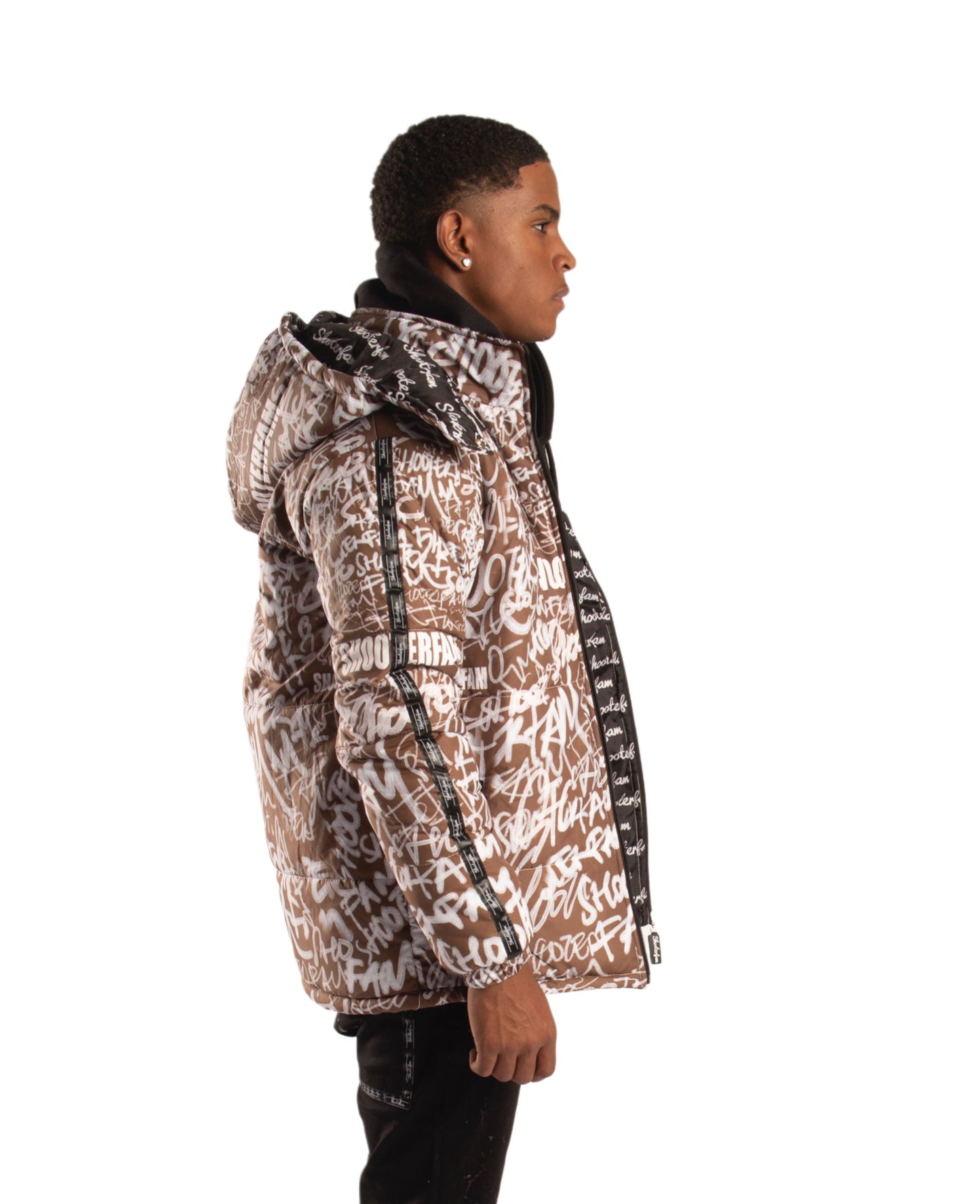 SF1 Graffiti Puffer Jacket (Brown)