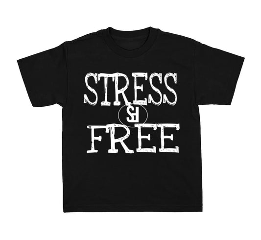 BLACK 'STRESS FREE' T-SHIRT