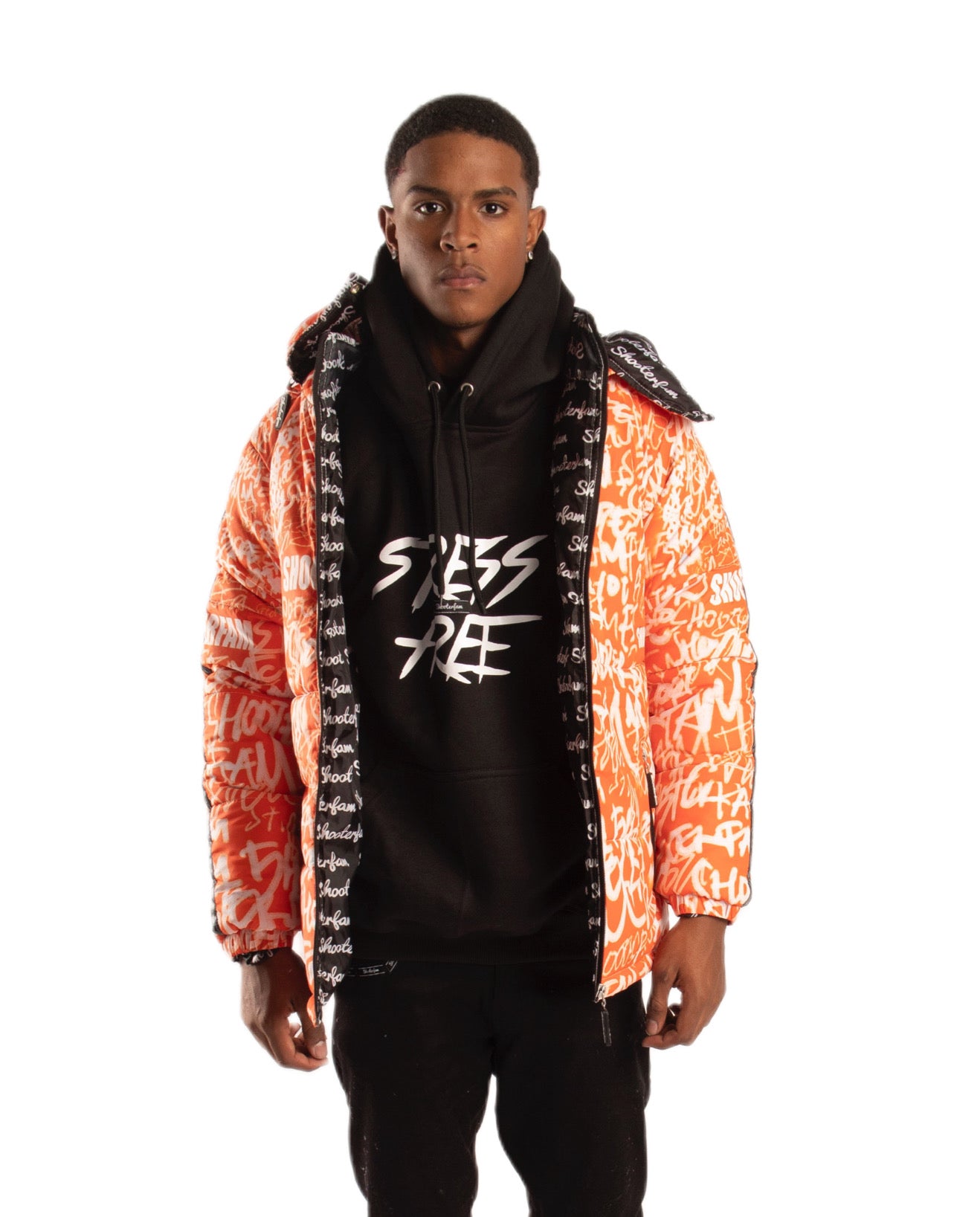 SF1 Graffiti Puffer Jacket (Orange)