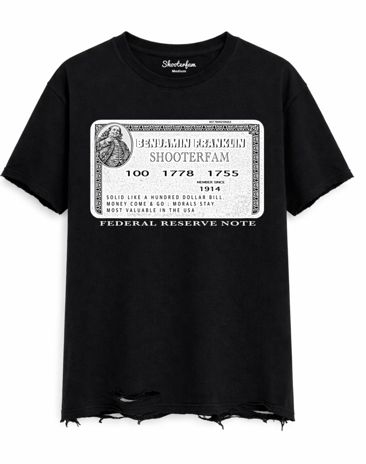 BLACK 'BENJAMIN FRANKLIN' T- SHIRT