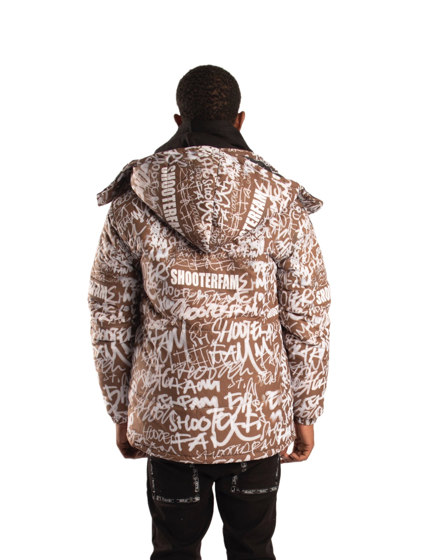 SF1 Graffiti Puffer Jacket (Brown)