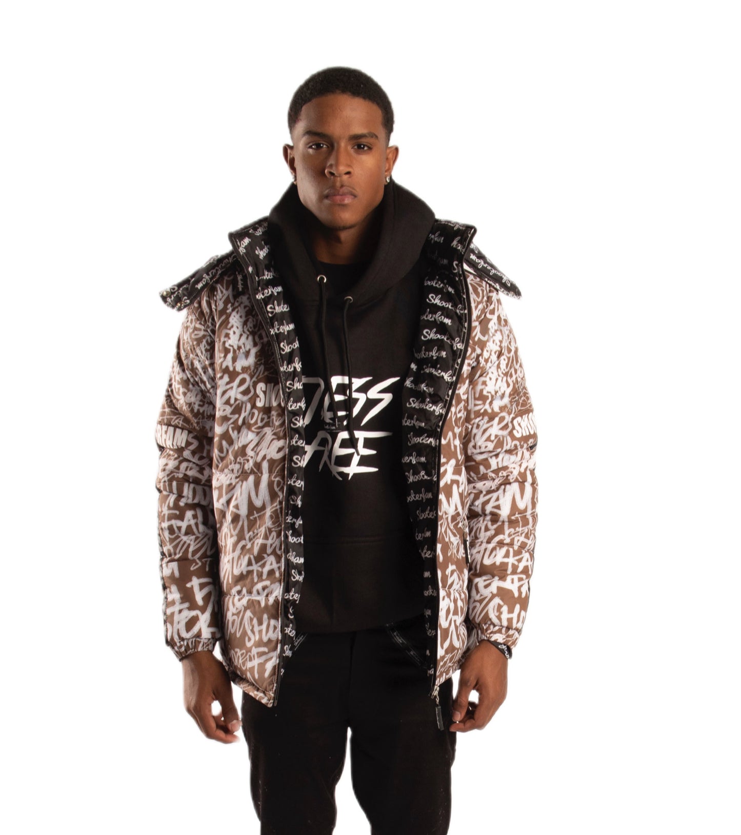 SF1 Graffiti Puffer Jacket (Brown)