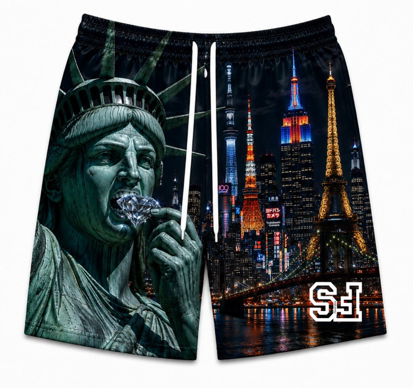 [LIMITED EDITION] 'City Of Palms' ‘Black Midnight 'GRAFITTI' SHORTS